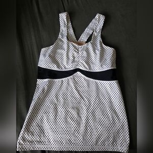 LULULEMON Polka Dot Racerback Dress with Black Waist Band